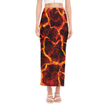 Red Lava Print Side Slit Maxi Skirt