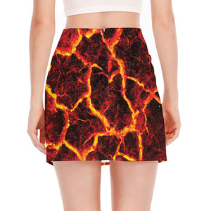 Red Lava Print Side Slit Mini Skirt