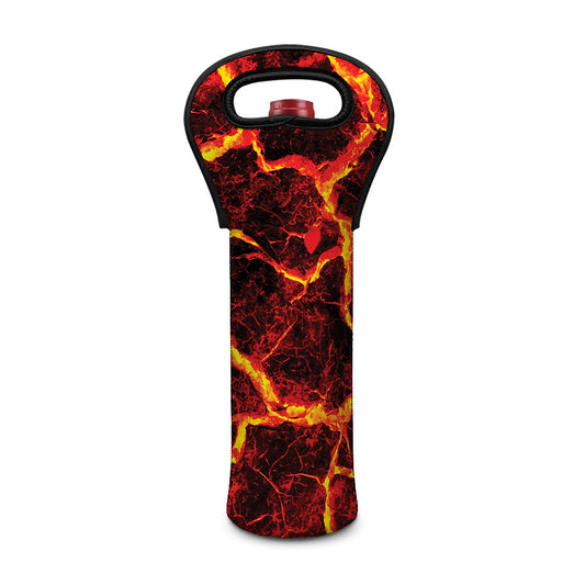 Red Lava Print Single Neoprene Wine Tote