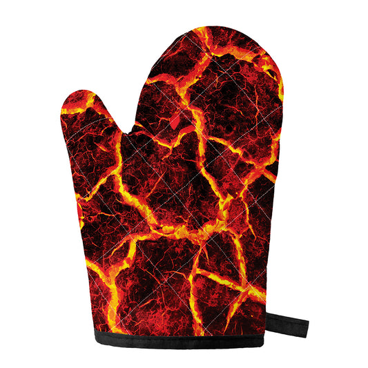 Red Lava Print Single Oven Mitt