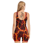 Red Lava Print Sleeveless One Piece Swimsuit