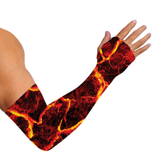 Red Lava Print Sun Protection Arm Sleeves