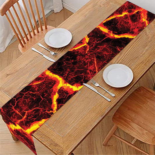 Red Lava Print Table Runner