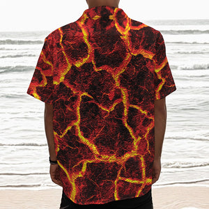 Red Lava Print Textured Short Sleeve Shirt