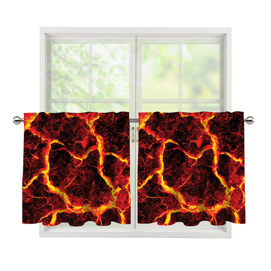Red Lava Print Tier Curtains