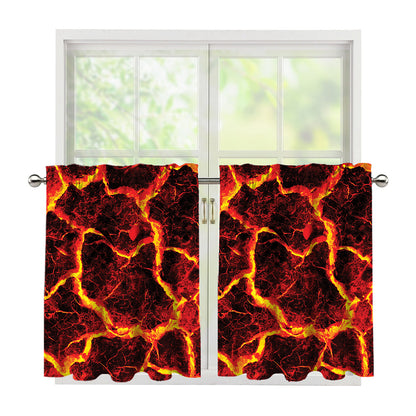 Red Lava Print Tier Curtains