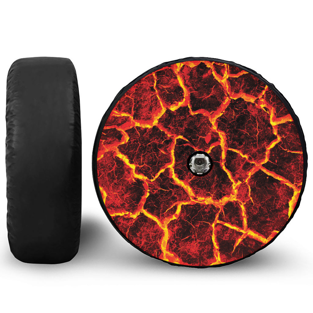 Red Lava Print Tire Cover With Camera Hole