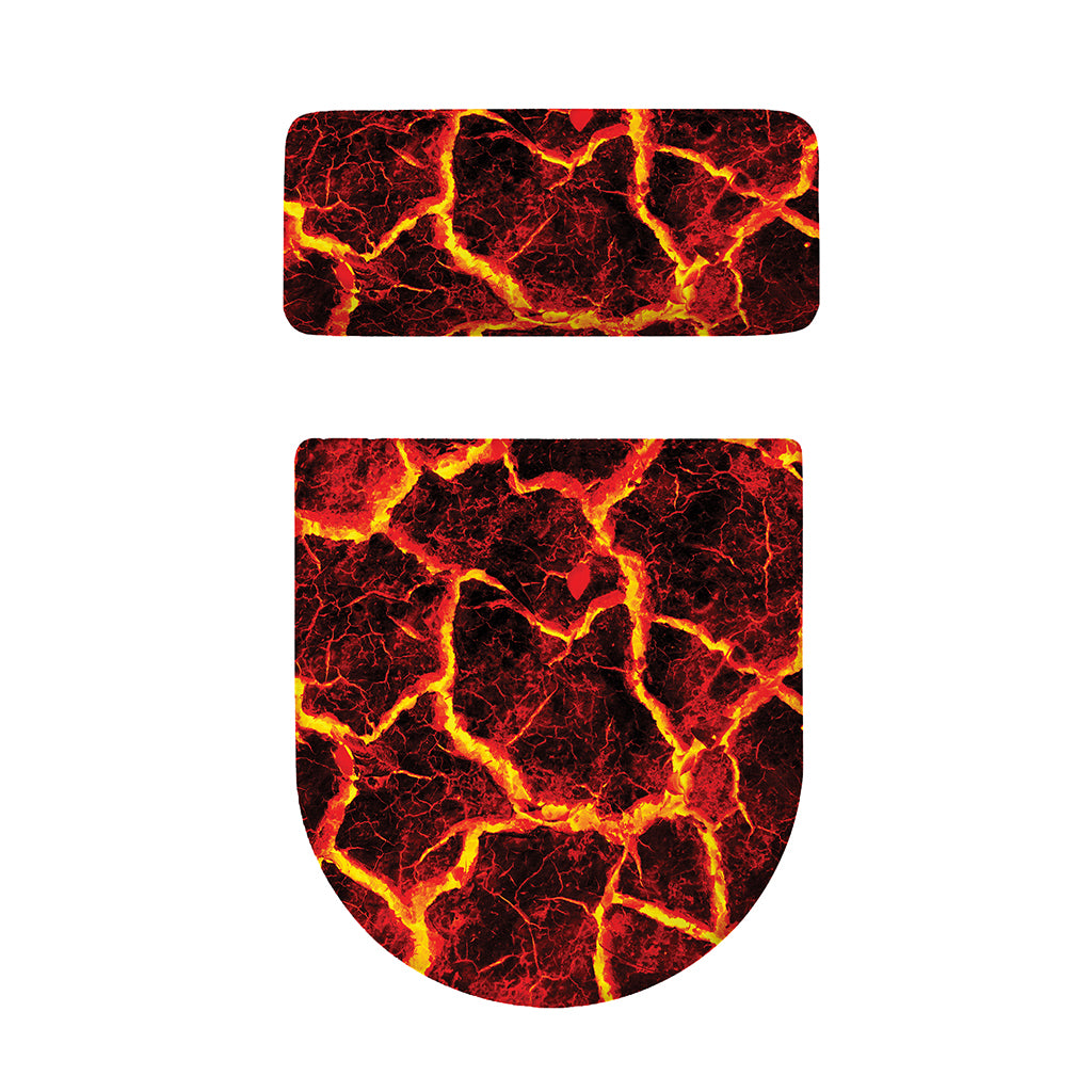Red Lava Print Toilet Lid And Tank Cover Set