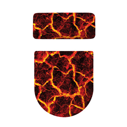 Red Lava Print Toilet Lid And Tank Cover Set