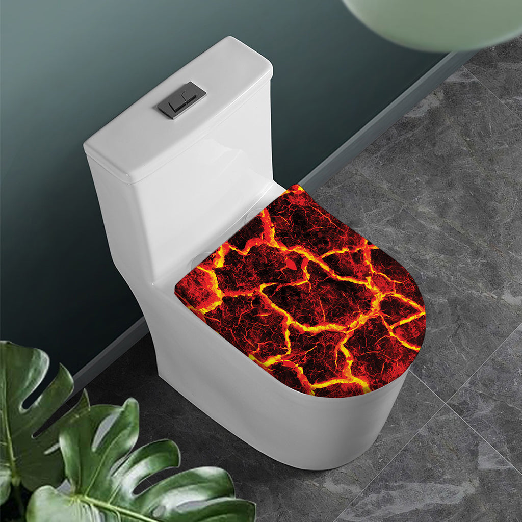Red Lava Print Toilet Lid Cover
