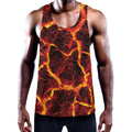 Red Lava Print Men's Workout Tank Top