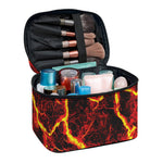 Red Lava Print Travel Makeup Bag