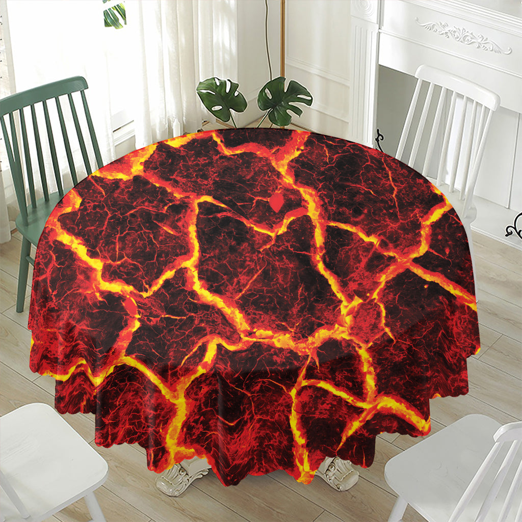 Red Lava Print Waterproof Round Tablecloth