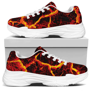 Red Lava Print White Chunky Shoes