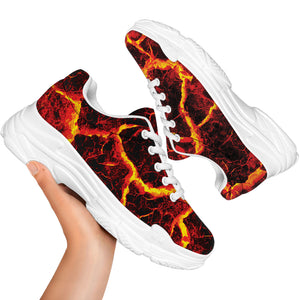 Red Lava Print White Chunky Shoes