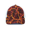 Red Lava Print White Mesh Trucker Hat