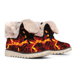 Red Lava Print Winter Boots