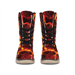 Red Lava Print Winter Boots