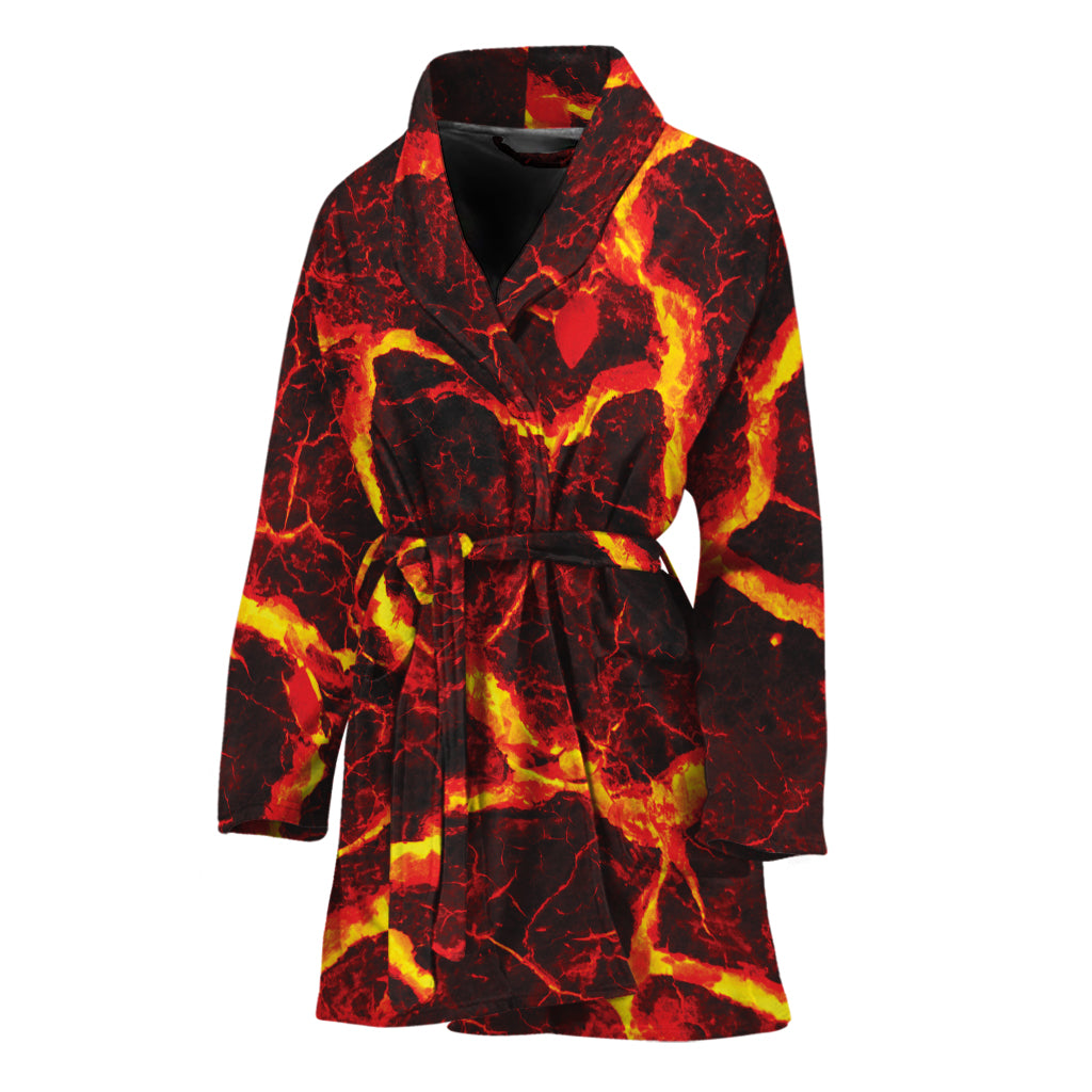 Red Lava Print Women's Bathrobe