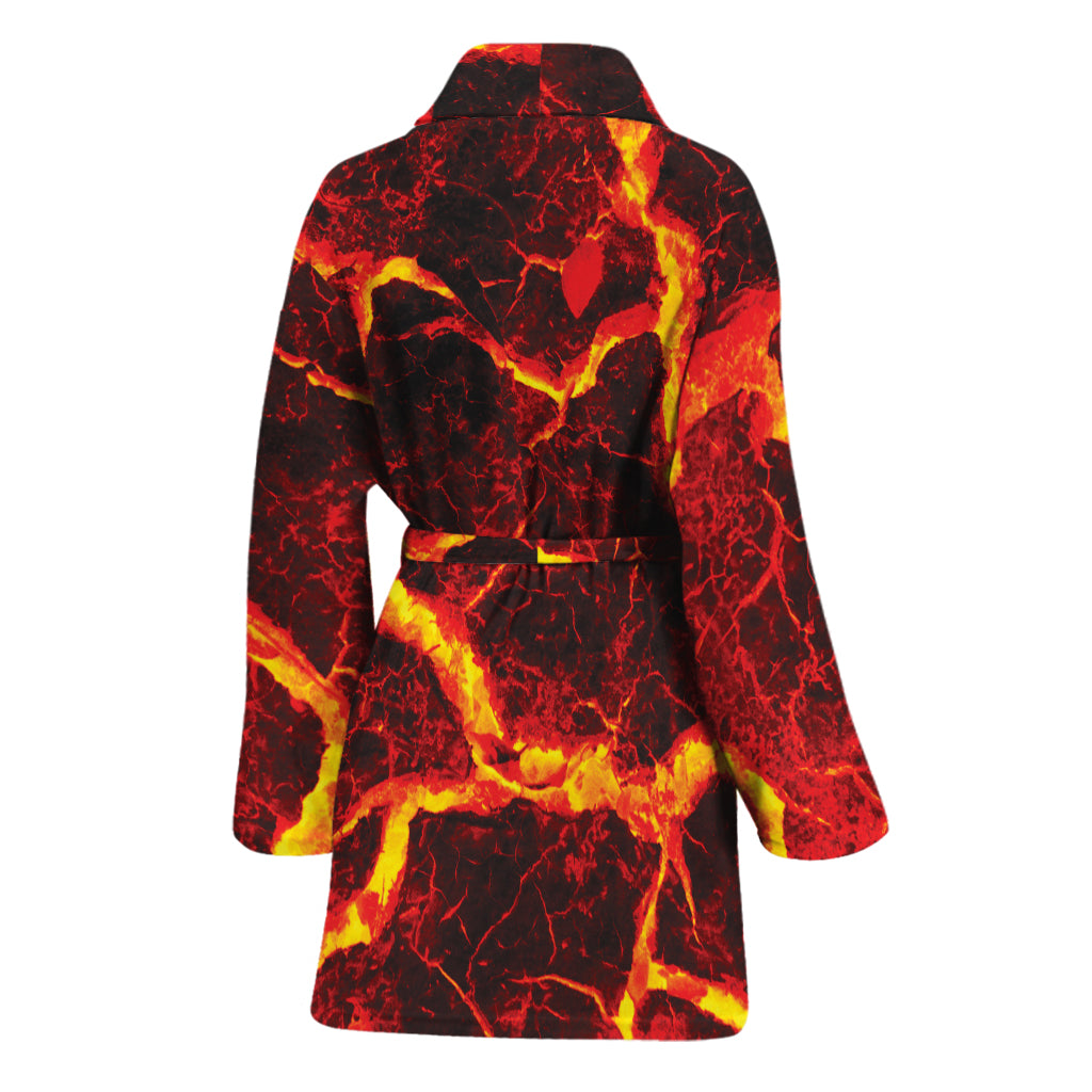 Red Lava Print Women's Bathrobe