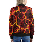 Red Lava Print Women's Bomber Jacket