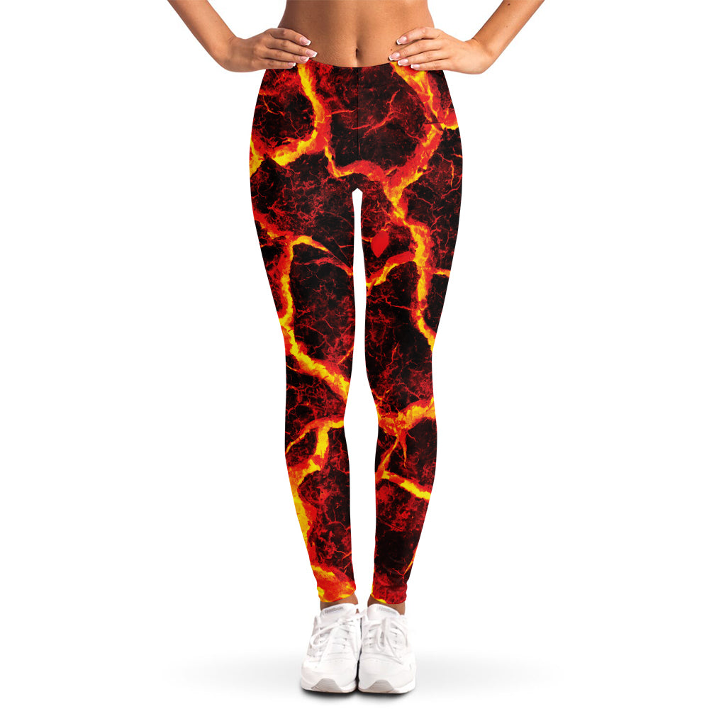 Red Lava Print Women's Leggings