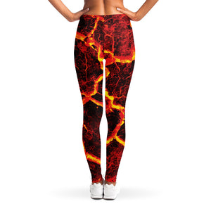 Red Lava Print Women's Leggings