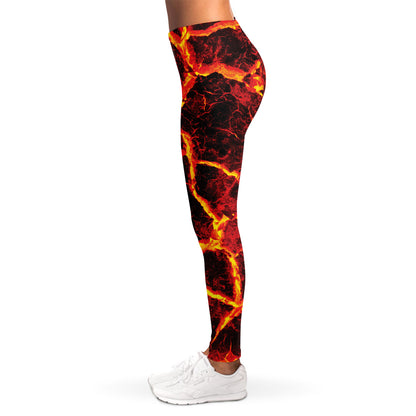 Red Lava Print Women's Leggings