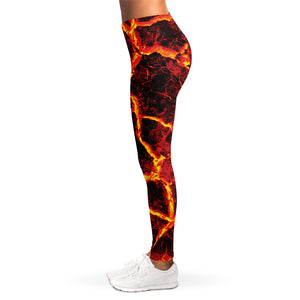 Red Lava Print Women's Leggings