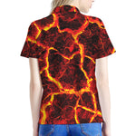 Red Lava Print Women's Polo Shirt