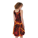 Red Lava Print Women's Sleeveless Dress