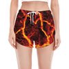 Red Lava Print Women's Split Running Shorts