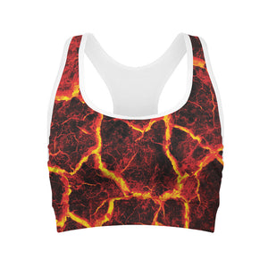 Red Lava Print Women's Sports Bra