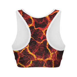 Red Lava Print Women's Sports Bra