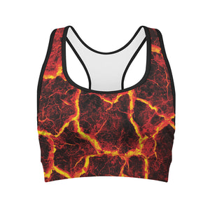 Red Lava Print Women's Sports Bra