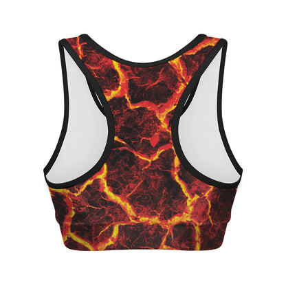 Red Lava Print Women's Sports Bra
