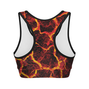 Red Lava Print Women's Sports Bra