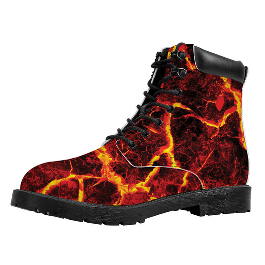 Red Lava Print Work Boots