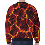 Red Lava Print Zip Sleeve Bomber Jacket