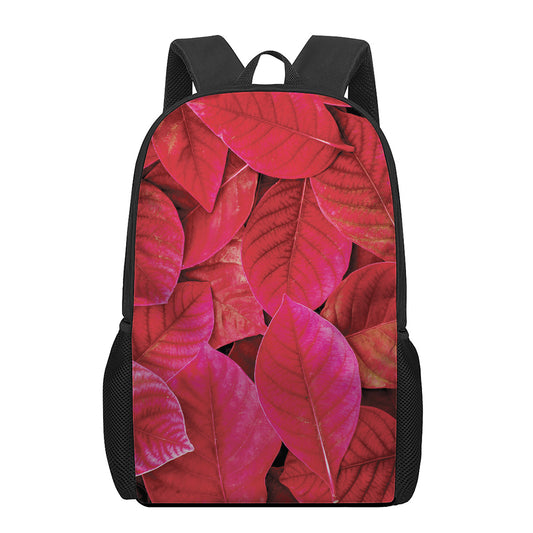Red Leaf Print 17 Inch Backpack