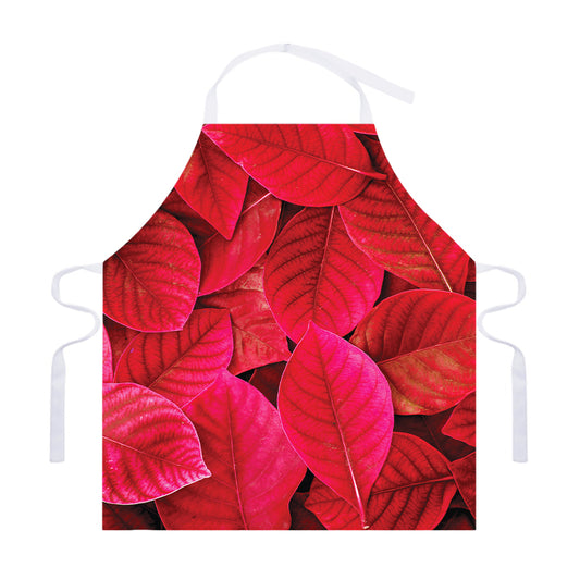 Red Leaf Print Adjustable Apron