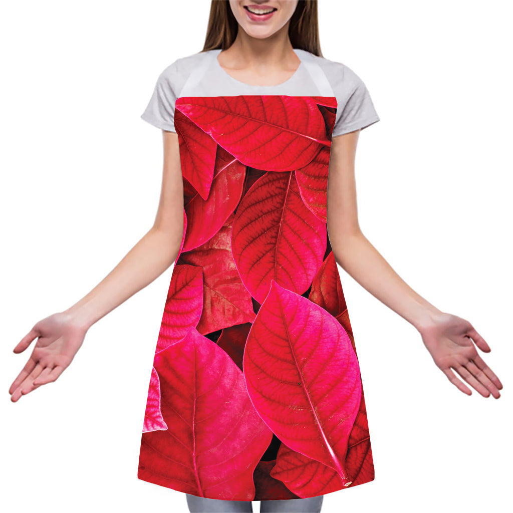 Red Leaf Print Adjustable Apron
