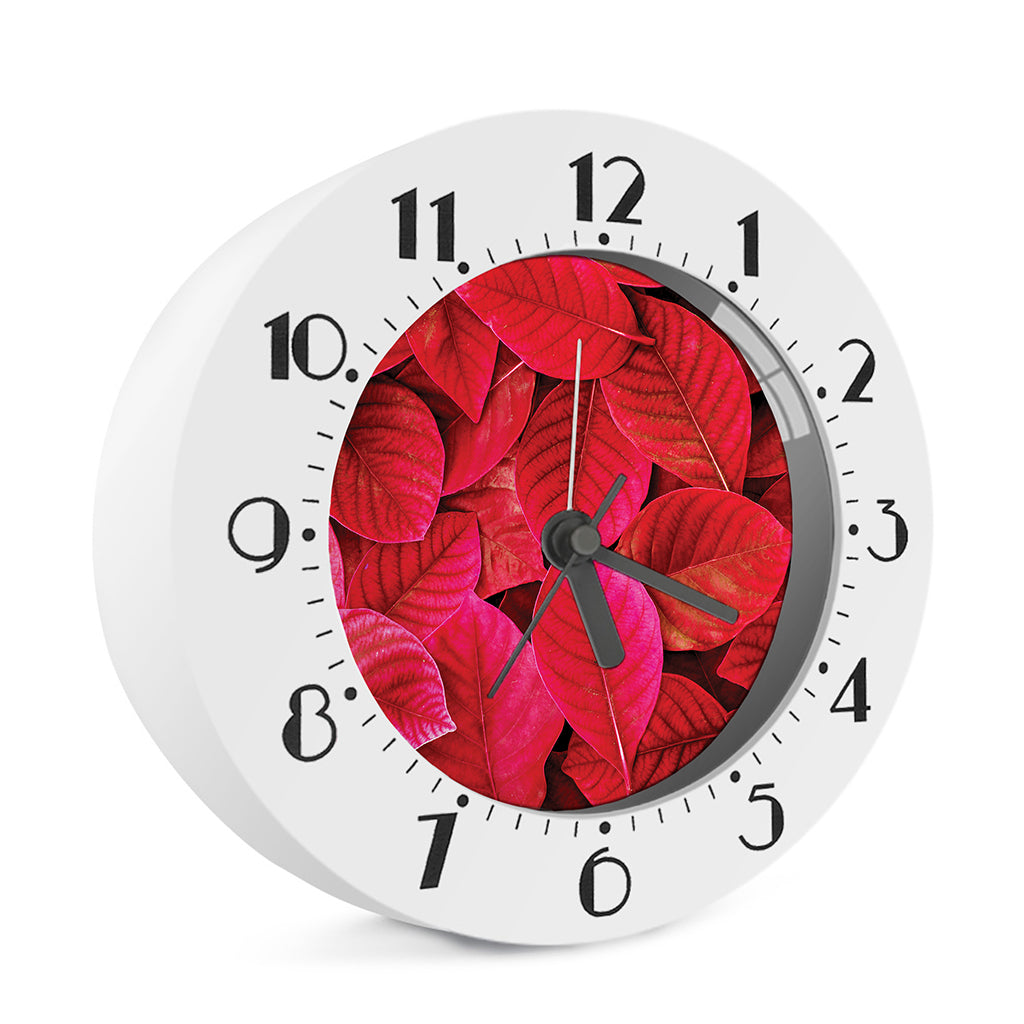 Red Leaf Print Alarm Clock