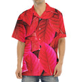 Red Leaf Print Aloha Shirt