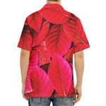 Red Leaf Print Aloha Shirt