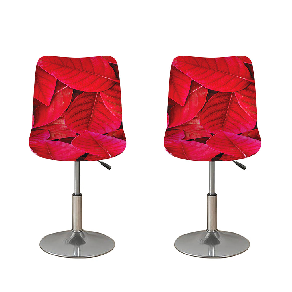 Red Leaf Print Bar Stool Covers