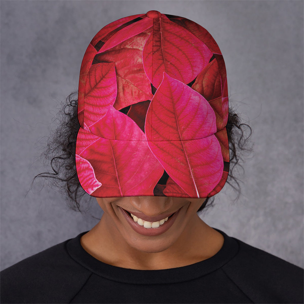 Red Leaf Print Baseball Cap