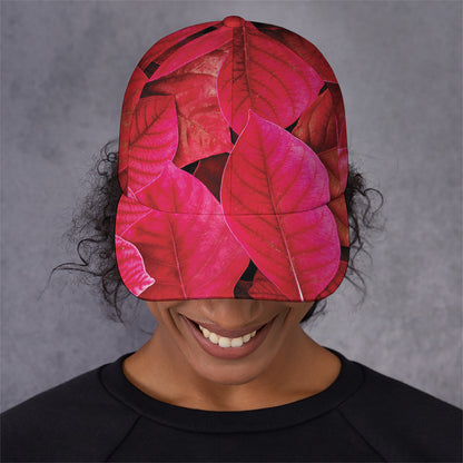 Red Leaf Print Baseball Cap