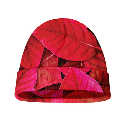 Red Leaf Print Beanie