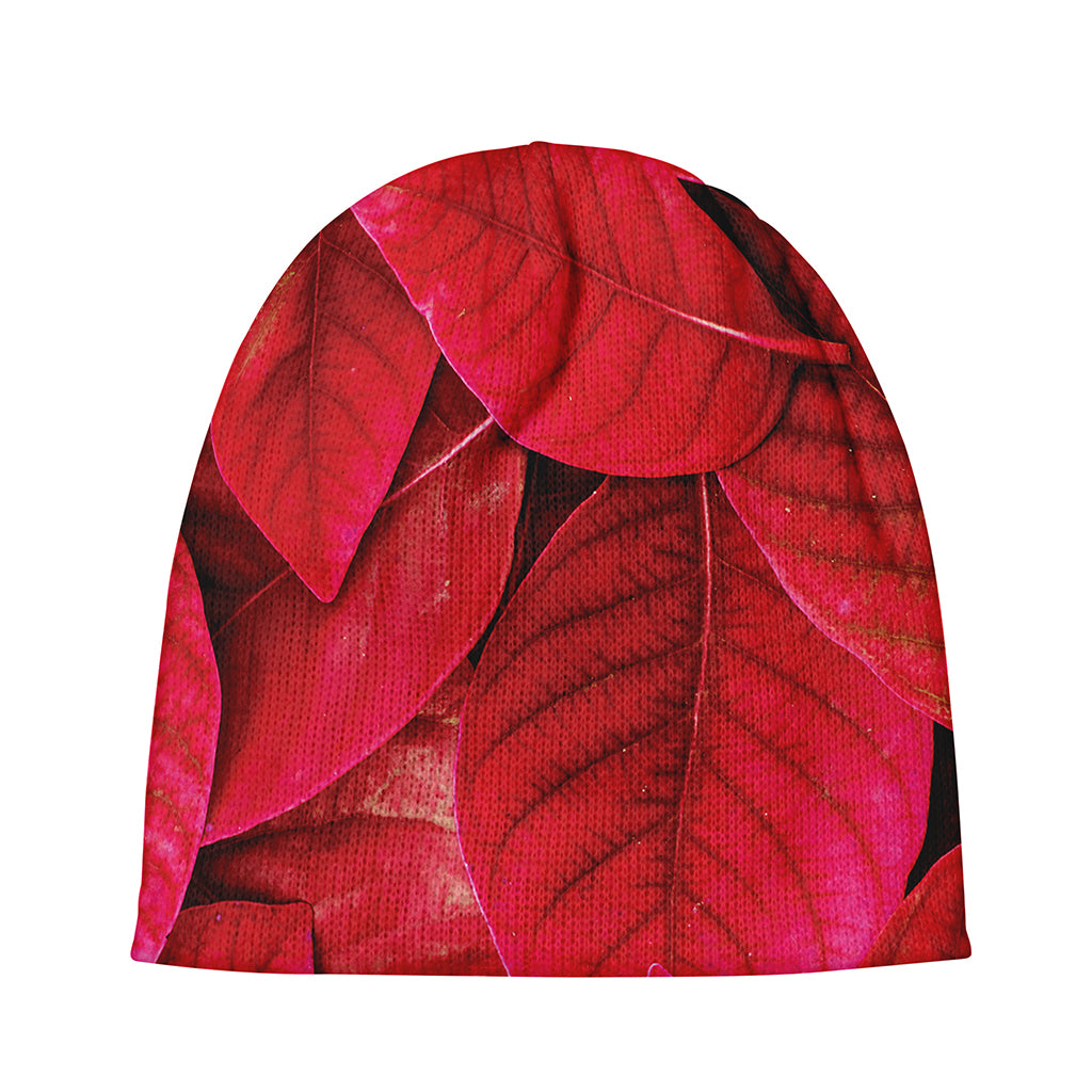 Red Leaf Print Beanie